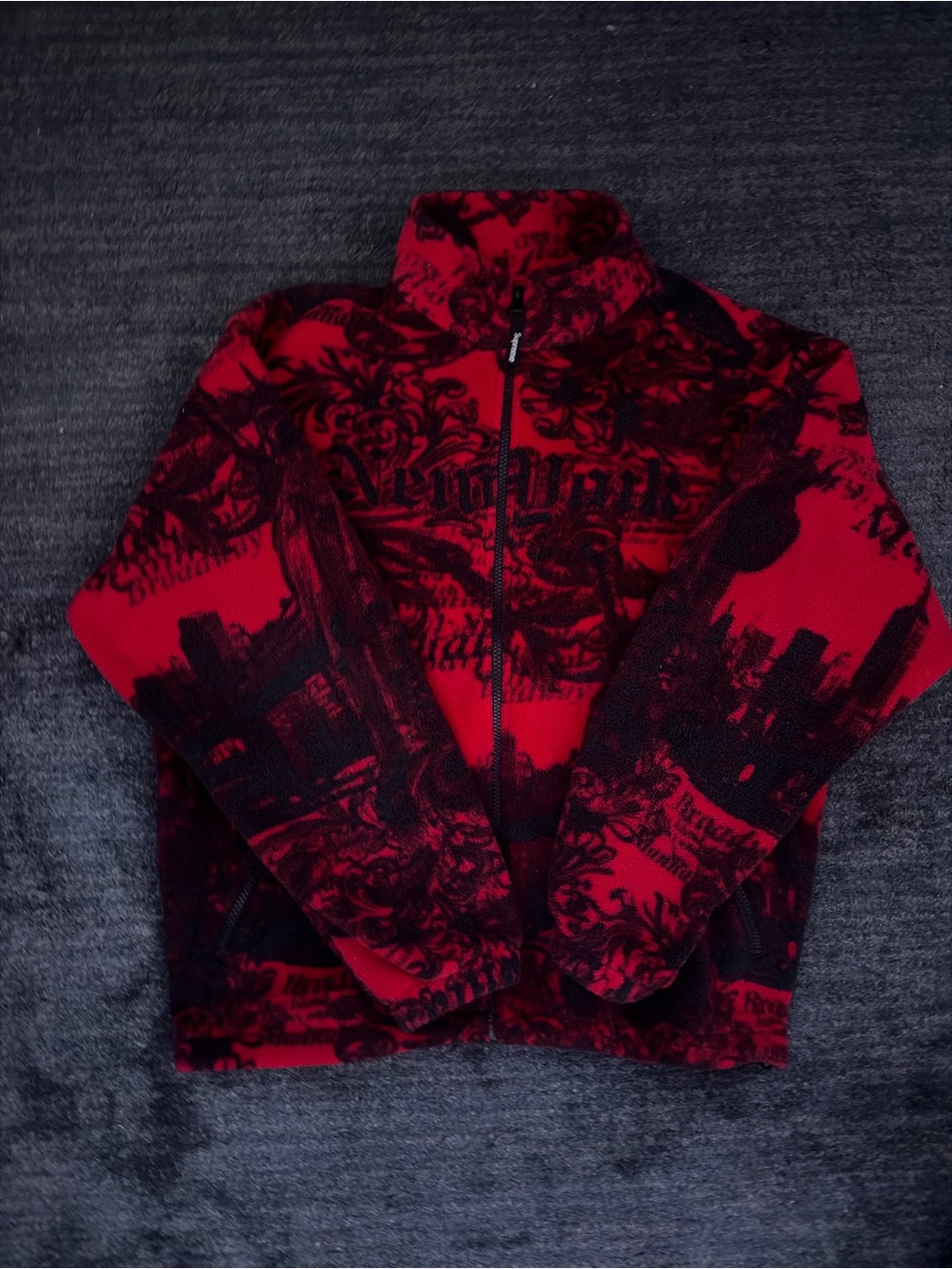 Supreme New York Red Fleece Jacket - FW25